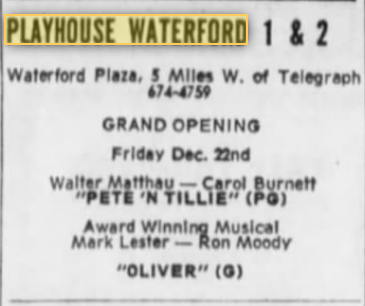 grand opening dec 1972 Academy 59 Theatre, Waterford